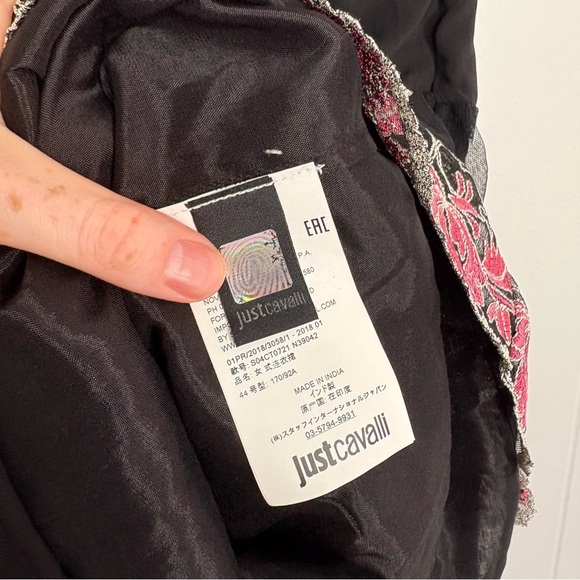 Just Cavalli Black Embroidered Halterneck Dress Black Pink Lace Sz 44 Y2K Party - Picture 8 of 10